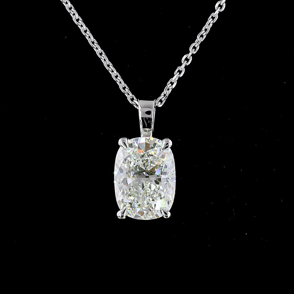 14K White Gold Cushion Brilliant Lab Diamond Solitaire Pendant - VS1 Clarity - 1.54 Carat Total Weight - Covaloro Fine Jewelry