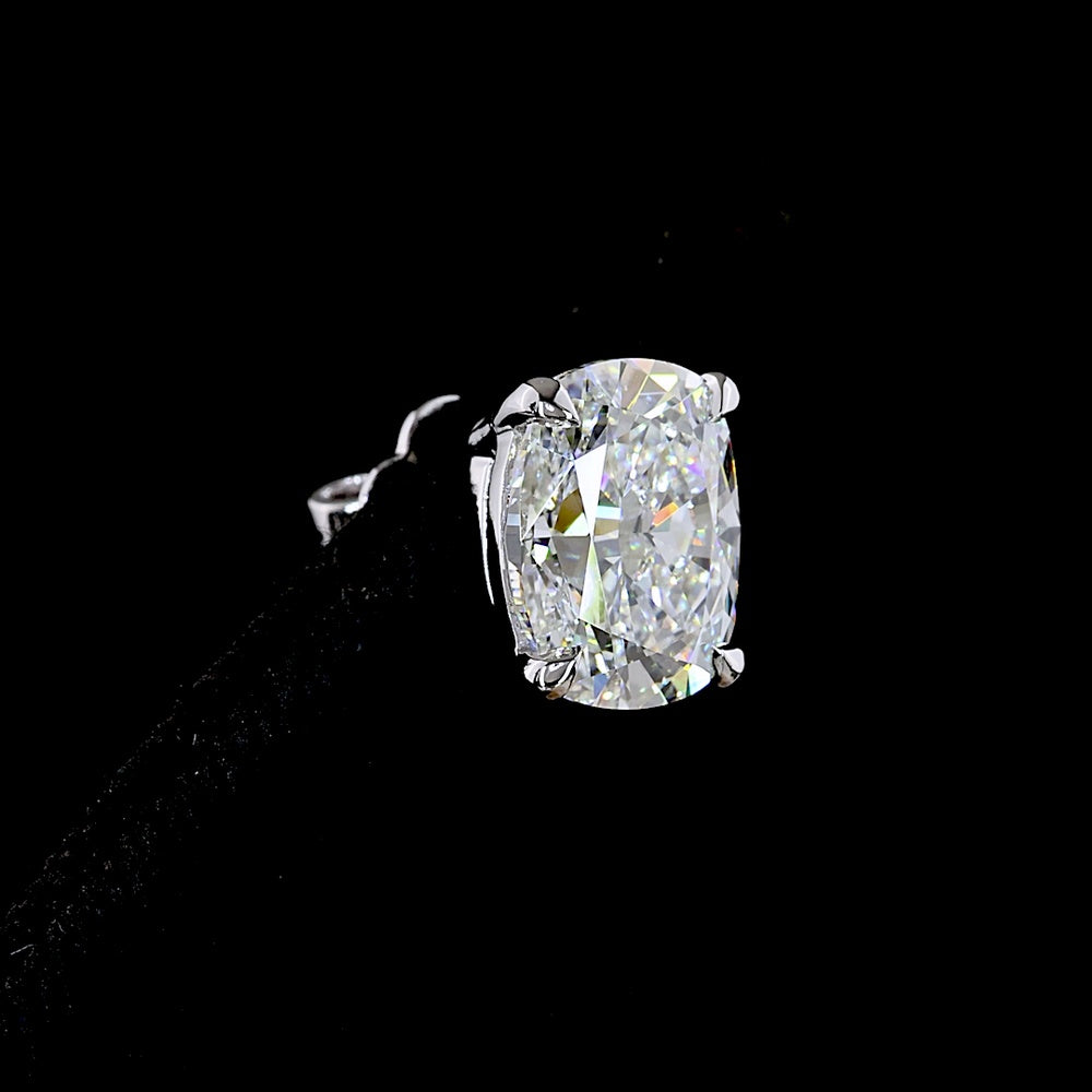 14K White Gold Cushion Brilliant Lab Diamond Stud Earrings - 5.11 Carat Total Weight, E-F VVS2 Clarity, IGI Certified - Covaloro Fine Jewelry