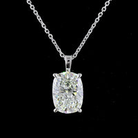 14K White Gold Cushion Brilliant Solitaire Pendant with 2.79 Carat Lab-Grown Diamond - G-H Color, VVS2 Clarity - Covaloro Fine Jewelry