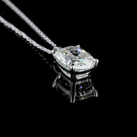 14K White Gold Cushion Brilliant Solitaire Pendant with 2.79 Carat Lab-Grown Diamond - G-H Color, VVS2 Clarity - Covaloro Fine Jewelry