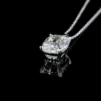 14K White Gold Cushion Brilliant Solitaire Pendant with 2.79 Carat Lab-Grown Diamond - G-H Color, VVS2 Clarity - Covaloro Fine Jewelry