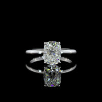 14K White Gold Cushion Brilliant Solitaire Ring with 2.01 Carat Lab Grown Diamond - E-F Color VS1 Clarity - Covaloro Fine Jewelry