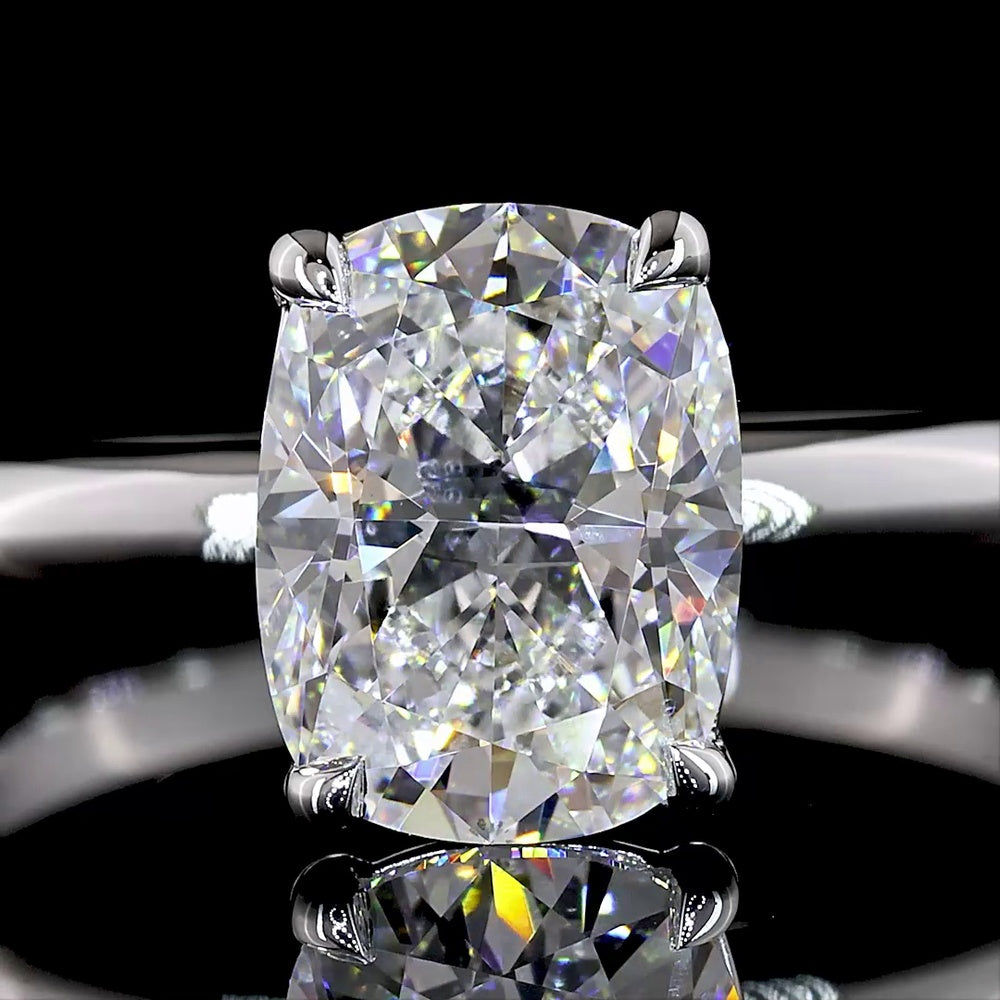 14K White Gold Cushion Brilliant Solitaire Ring with 2.01 Carat Lab Grown Diamond - E-F Color VS1 Clarity - Covaloro Fine Jewelry