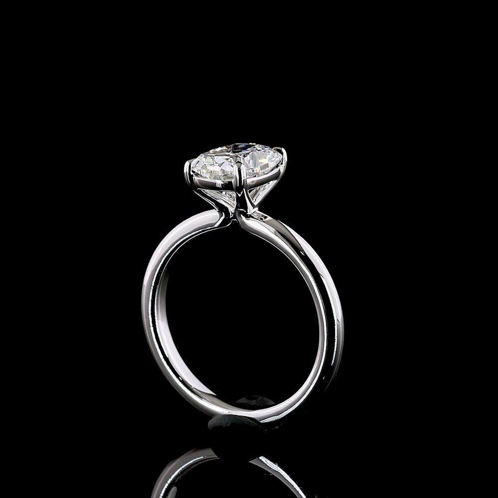 14K White Gold Cushion Brilliant Solitaire Ring with 2.01 Carat Lab Grown Diamond - E-F Color VS1 Clarity - Covaloro Fine Jewelry