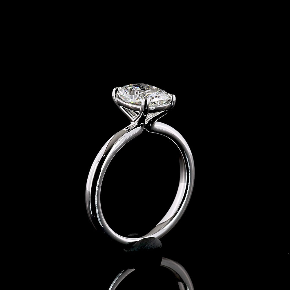 14K White Gold Cushion Brilliant Solitaire Ring with 2.01 Carat Lab Grown Diamond - E-F Color VS1 Clarity - Covaloro Fine Jewelry