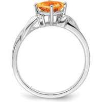 14K White Gold Cushion Citrine and Diamond Ring - 0.88 Carat Citrine, 0.03 Carat Total Diamond Weight by 0