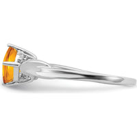 14K White Gold Cushion Citrine and Diamond Ring - 0.88 Carat Citrine, 0.03 Carat Total Diamond Weight by 0