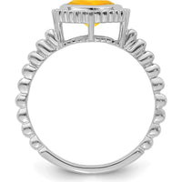 14K White Gold Cushion Citrine Ring - 1.3 Carat Total Citrine Weight by 0