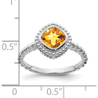 14K White Gold Cushion Citrine Ring - 1.3 Carat Total Citrine Weight by 0