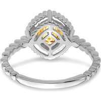 14K White Gold Cushion Citrine Ring - 1.3 Carat Total Citrine Weight by 0