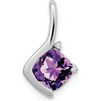 14K White Gold Cushion Cut Amethyst and Round Diamond Pendant - 2 Carat Total Gemstone Weight by Lumare Gioia