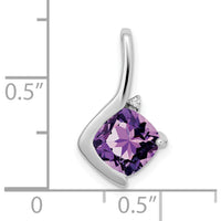 14K White Gold Cushion Cut Amethyst and Round Diamond Pendant - 2 Carat Total Gemstone Weight by Lumare Gioia