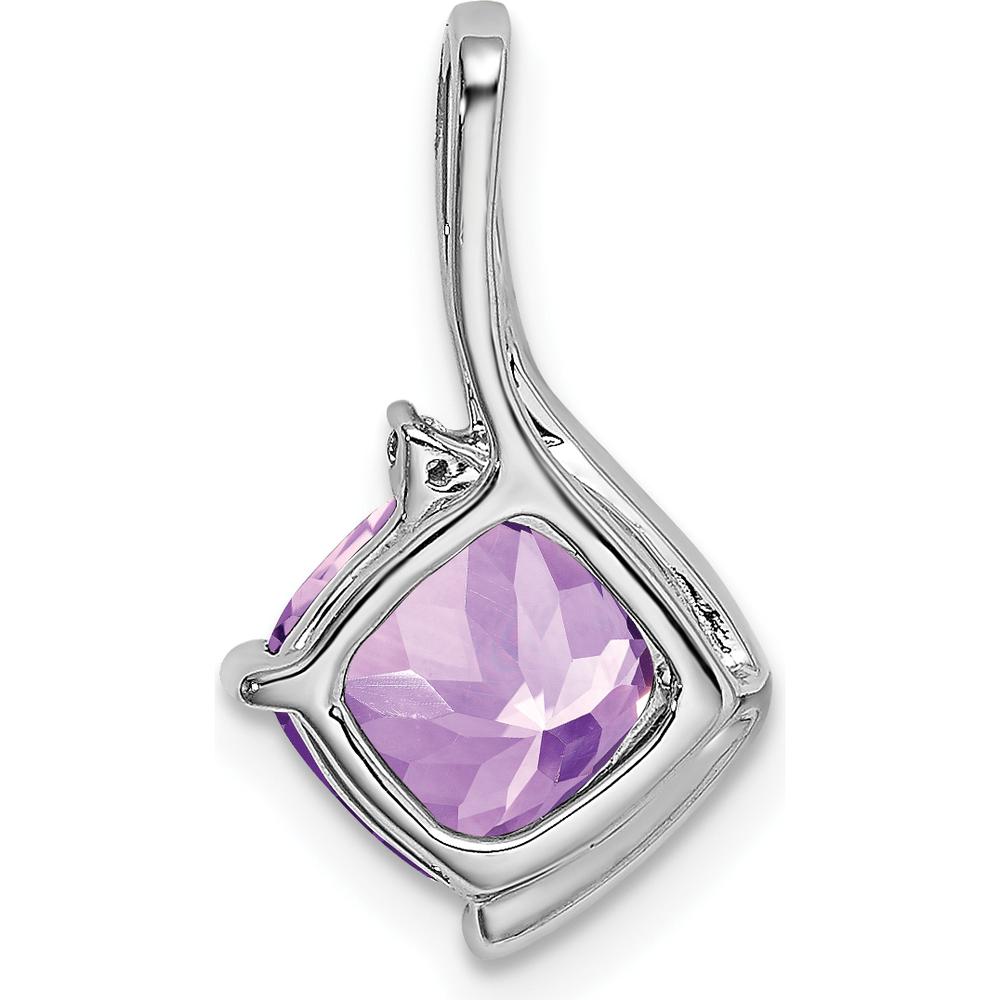 14K White Gold Cushion Cut Amethyst and Round Diamond Pendant - 2 Carat Total Gemstone Weight by Lumare Gioia