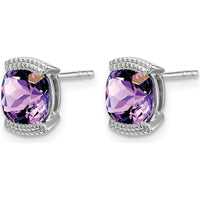 14K White Gold Cushion-Cut Amethyst Stud Earrings - 0.892 Carat Total Amethyst Weight by Monteluci Fine Jewelry