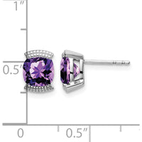 14K White Gold Cushion-Cut Amethyst Stud Earrings - 0.892 Carat Total Amethyst Weight by Monteluci Fine Jewelry