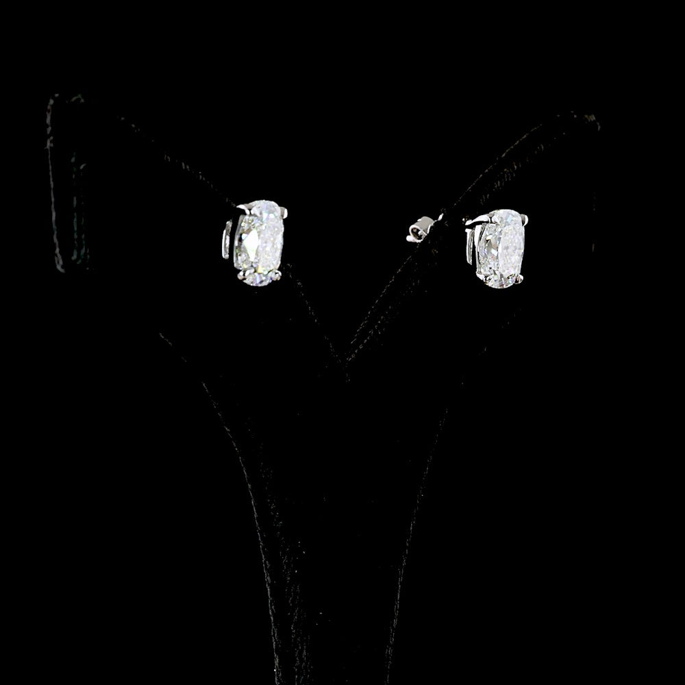 14K White Gold Cushion Cut Diamond Stud Earrings with Prong Setting - 4.59 Carat Total Weight (Lab Grown D VS1 and E VVS2) - Covaloro Fine Jewelry