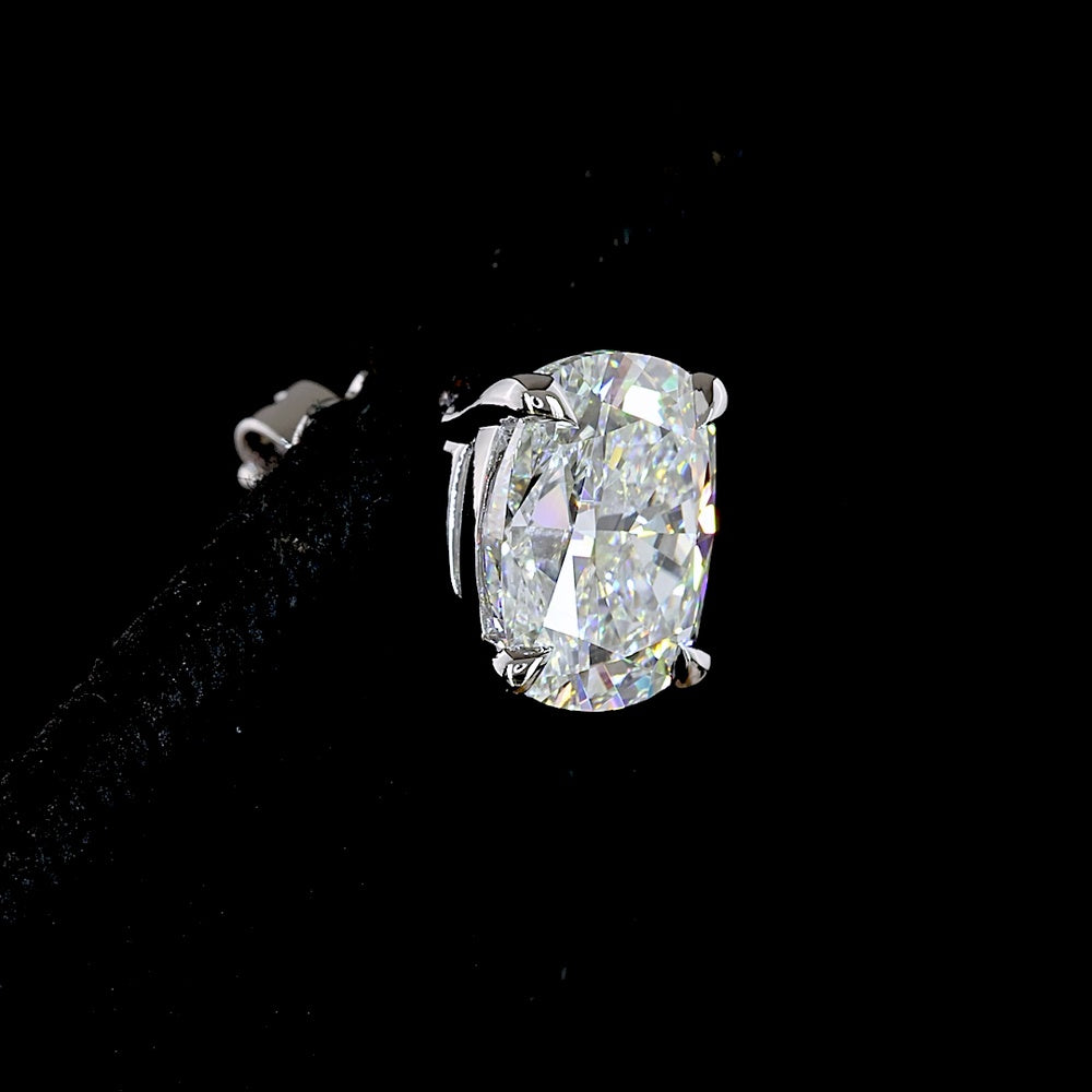 14K White Gold Cushion Cut Diamond Stud Earrings with Prong Setting - 4.59 Carat Total Weight (Lab Grown D VS1 and E VVS2) - Covaloro Fine Jewelry