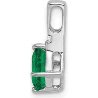 14K White Gold Cushion Cut Emerald Pendant with Round Diamond Accent - 1.25 Carat Total Emerald Weight, 0.01 Carat Diamond Weight by Lumare Gioia