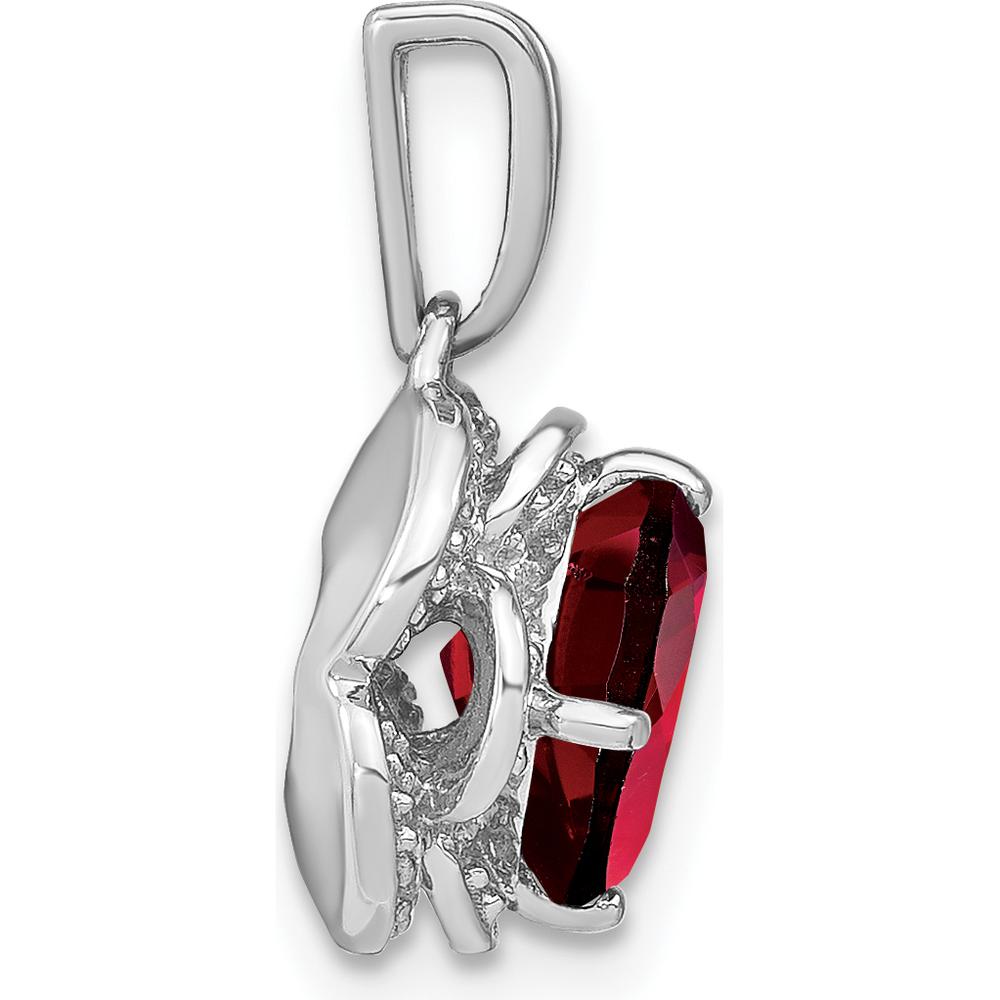 14K White Gold Cushion Cut Garnet and Diamond Pendant - 2.00 Carat Garnet, 0.02 Carat Diamond by Lumare Gioia