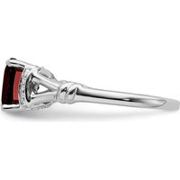 14K White Gold Cushion Cut Garnet and Diamond Ring - 2.50 Carat Garnet, 0.13 Carat Total Diamond Weight by 0