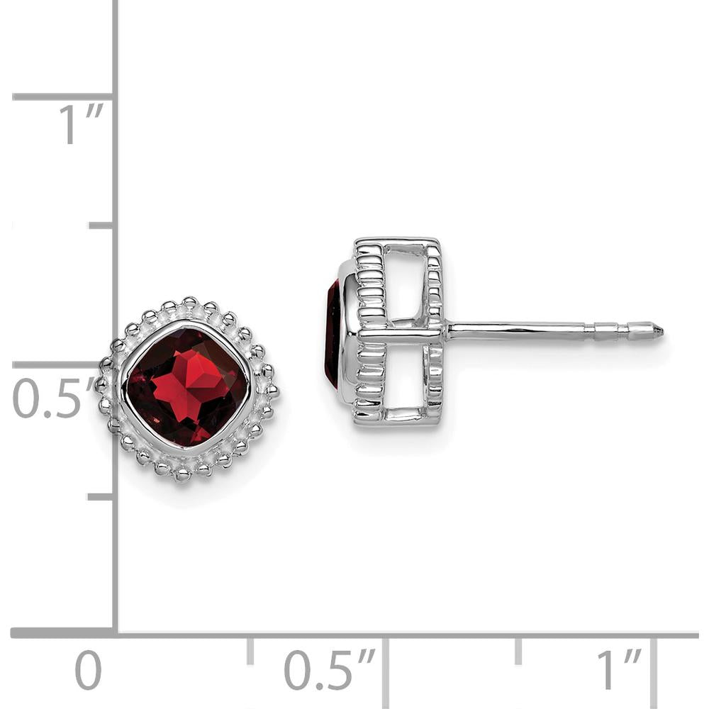 14K White Gold Cushion Cut Garnet Earrings - 1.4 Carat Total Garnet Weight by Monteluci Fine Jewelry