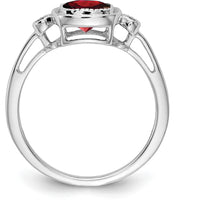 14K White Gold Cushion-Cut Garnet Ring with Round Diamond Accents - 1.16 Carat Total Gem Weight by 0