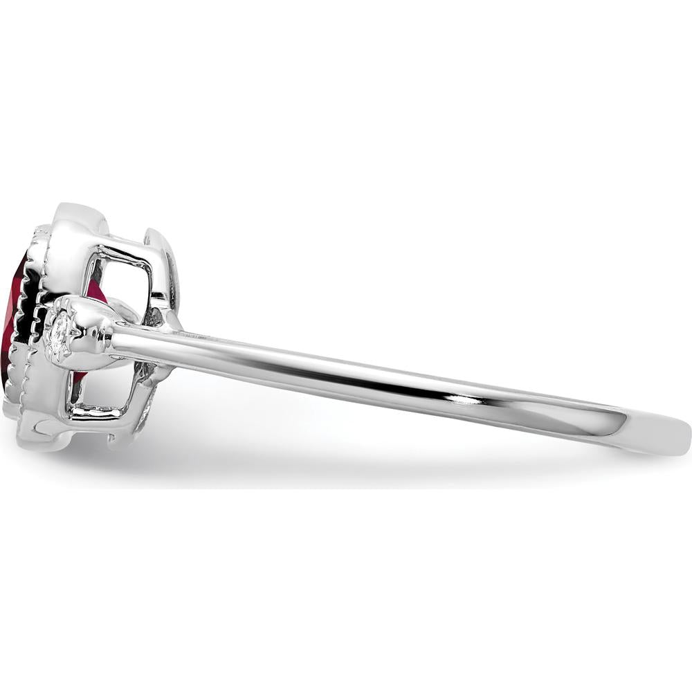 14K White Gold Cushion-Cut Garnet Ring with Round Diamond Accents - 1.16 Carat Total Gem Weight by 0