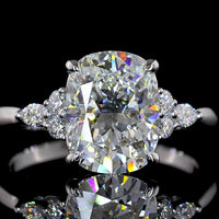 14K White Gold Cushion Cut Lab Diamond Cluster Ring with Mixed Shape Marquise and Round Accents - 3.36 Carat Total Diamond Weight IGI Certified D VVS2 - Covaloro Fine Jewelry