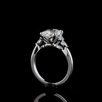 14K White Gold Cushion Cut Lab Diamond Cluster Ring with Mixed Shape Marquise and Round Accents - 3.36 Carat Total Diamond Weight IGI Certified D VVS2 - Covaloro Fine Jewelry
