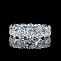 14K White Gold Cushion Cut Lab Diamond Eternity Band - 7.86 Carat Total Weight, E-F Color VS Clarity, Prong Set - Covaloro Fine Jewelry