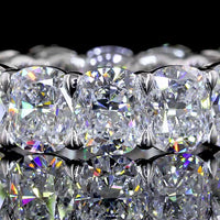 14K White Gold Cushion Cut Lab Diamond Eternity Band - 7.86 Carat Total Weight, E-F Color VS Clarity, Prong Set - Covaloro Fine Jewelry