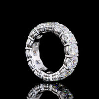 14K White Gold Cushion Cut Lab Diamond Eternity Band - 7.86 Carat Total Weight, E-F Color VS Clarity, Prong Set - Covaloro Fine Jewelry
