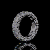 14K White Gold Cushion Cut Lab Diamond Eternity Band - 7.86 Carat Total Weight, E-F Color VS Clarity, Prong Set - Covaloro Fine Jewelry
