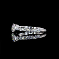 14K White Gold Cushion Cut Lab Diamond Solitaire Ring with East West Bezel Set Center and Diamond Shank - 0.83 Carat Total Weight - Covaloro Fine Jewelry