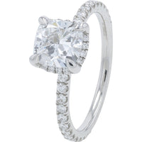 14K White Gold Cushion-Cut Lab Grown Diamond Bridal Set with Double Pave Shank and Halo Setting - 2.30 Carat Total Diamond Weight