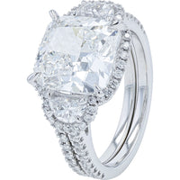 14K White Gold Cushion-Cut Lab Grown Diamond Bridal Set with Halo Accents - 6.15 Carat Total Diamond Weight
