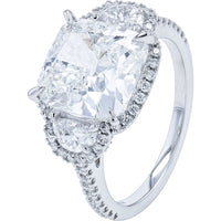 14K White Gold Cushion-Cut Lab Grown Diamond Bridal Set with Halo Accents - 6.15 Carat Total Diamond Weight