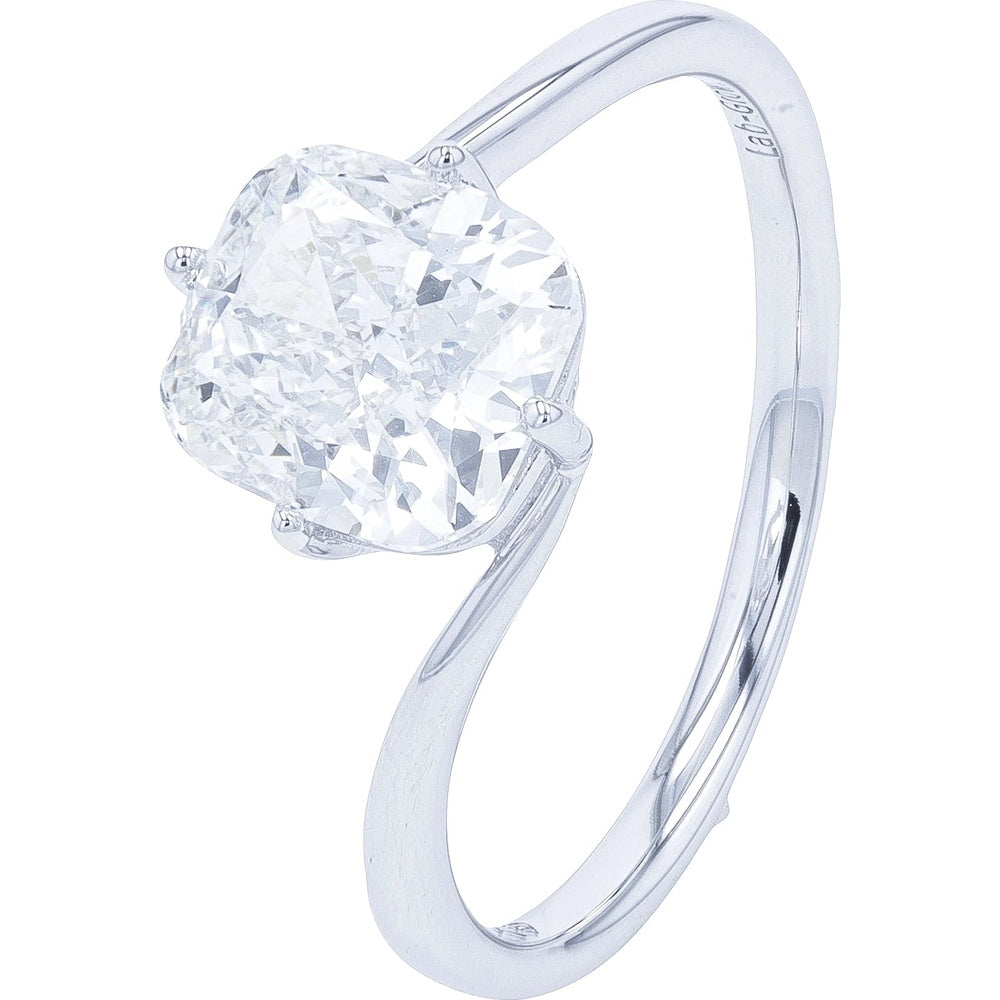 14K White Gold Cushion Cut Lab Grown Diamond Solitaire Engagement Ring - 2.00 Carat Total Diamond Weight