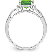 14K White Gold Cushion Cut Peridot and Diamond Ring - 1.514 Carat Total Peridot Weight by 0
