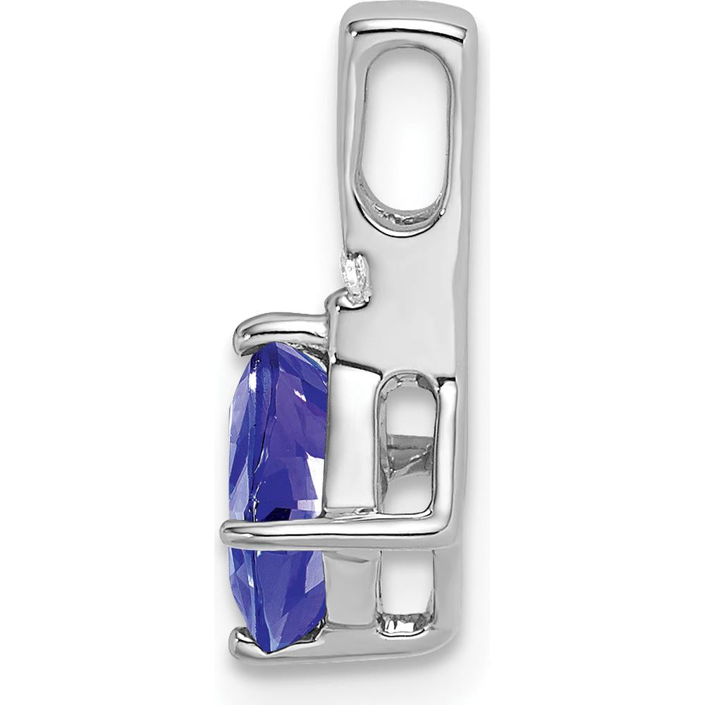 14K White Gold Cushion-Cut Tanzanite and Round Diamond Pendant - 1.25 Carat Tanzanite, 0.01 Carat Diamond by Lumare Gioia