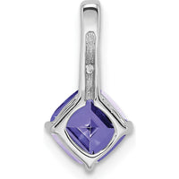 14K White Gold Cushion-Cut Tanzanite and Round Diamond Pendant - 1.25 Carat Tanzanite, 0.01 Carat Diamond by Lumare Gioia