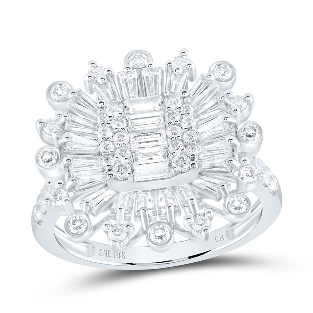 14K White Gold Cushion Diamond Ring - 1 3/4 Carat Total Diamond Weight