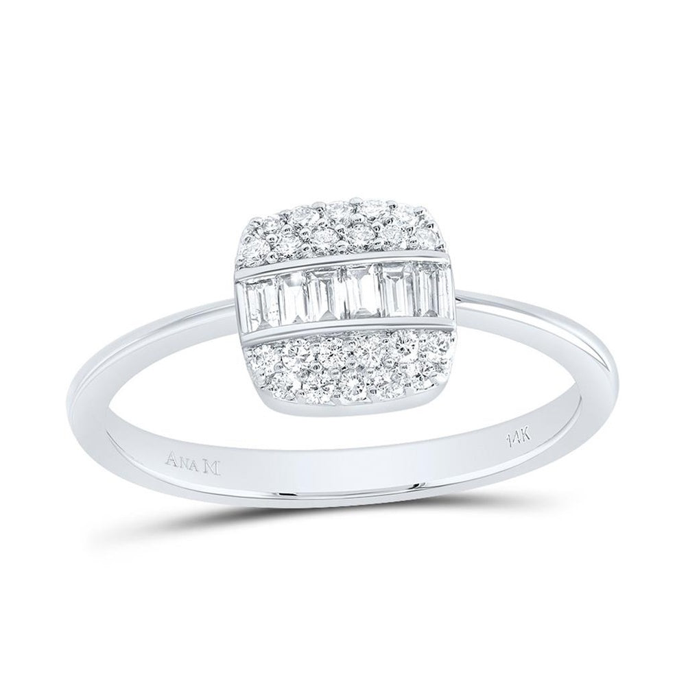 14K White Gold Cushion Diamond Ring - 1/3 Carat Total Diamond Weight