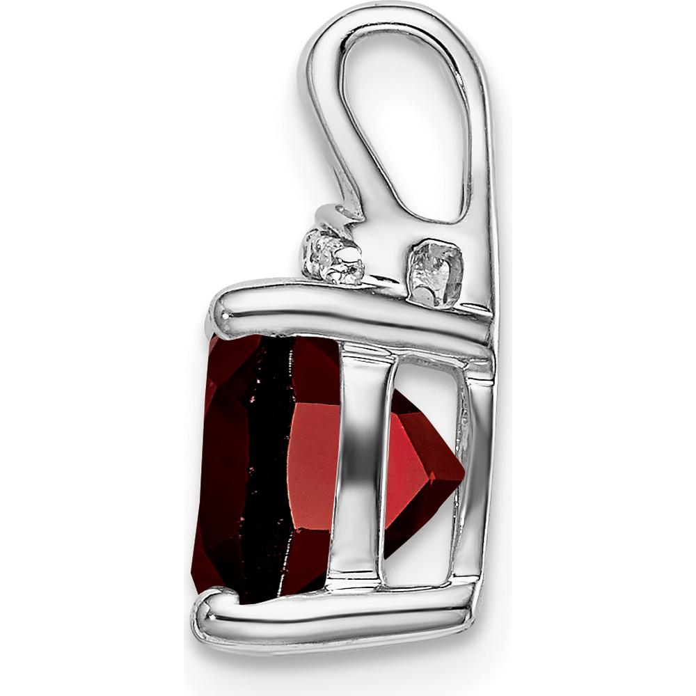 14K White Gold Cushion Garnet and Diamond Chain Slide Pendant - 3.23 Carat Total Gemstone Weight by Lumare Gioia