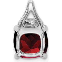 14K White Gold Cushion Garnet and Diamond Chain Slide Pendant - 3.23 Carat Total Gemstone Weight by Lumare Gioia