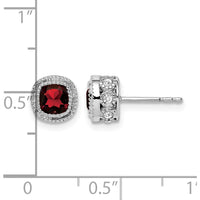 14K White Gold Cushion Garnet and Diamond Halo Earrings - 0.325 Carat Garnet, 0.012 Carat Diamond Total Weight by Monteluci Fine Jewelry