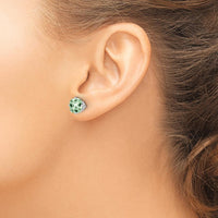 14K White Gold Cushion Green Quartz Stud Earrings - 1.40 Carat Total Gem Weight by Monteluci Fine Jewelry