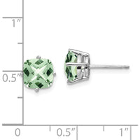 14K White Gold Cushion Green Quartz Stud Earrings - 1.40 Carat Total Gem Weight by Monteluci Fine Jewelry
