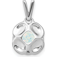 14K White Gold Cushion Lab Created Opal Pendant with 4 Round Diamonds - 2 Carat Opal, 0.02 Carat Total Diamond Weight by Lumare Gioia
