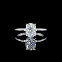 14K White Gold Cushion Modified Cut Hidden Halo Ring with 1.56 Carat D VS1 Lab Diamond Center and 0.07 Carat Brilliant Cut Accents - 1.63 Carat Total Diamond Weight - Covaloro Fine Jewelry